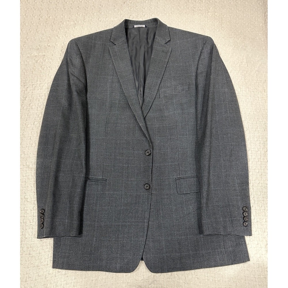 Ralph Ralph Lauren 46XL‎ Sport Coat Silk Wool Gray Houndstooth Check Blazer - Picture 3 of 10